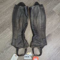 Leather Half Chaps, Back Zipper *gc, dirty, rubs, scrapes, inside shavings, faded
