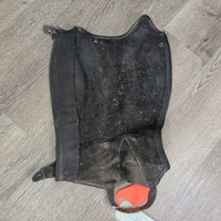Leather Half Chaps, Back Zipper *gc, dirty, rubs, scrapes, inside shavings, faded
