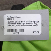 Lycra Soft Mesh Bug Eye Fly Mask, ears *gc, stained, pilly, hair, dirt
