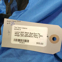 Lycra Stiff Mesh Bug Eye Fly Mask, ears *vgc, hair, clean, rubs, snags, pills
