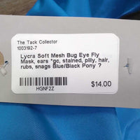 Lycra Soft Mesh Bug Eye Fly Mask, ears *gc, stained, pilly, hair, rubs, snags

