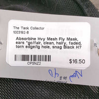 Hvy Mesh Fly Mask, ears *gc/fair, clean, hairy, faded, torn edge/lg hole, snag
