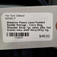 Fleece Lined Padded Saddle Storage - Carry Bag, Shoulder Strap *gc, clean, pilly, hair, broken tabs, older
