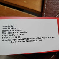 17 XW *6.5" Pariani Close Contact, 2 Billet Guards, Navy Pariani Cover, Med Front & Back Blocks, Wool Flocking, Rear Gusset Panels, Flaps: 14.5"L x 13.5"W Serial #: 109 12 88
