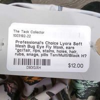 Lycra Soft Mesh Bug Eye Fly Mask, ears *gc/fair, rips, stains, holes, hair, rubs, snags, pills
