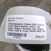 Closed Front Sport Boots, velcro *gc, clean, dingy? threads, hair, edges: holes, rubs & frays
