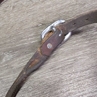 V Narrow Rolled Soft Leather Western Noseband *gc, older, rubs, stains, scrapes, mnr dirt, slice
