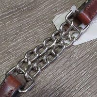 Hvy Leather & Double Chain Chin - Curb Strap *vgc/xc, clean, mnr rubs & creases
