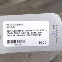 Hvy Leather & Double Chain Chin - Curb Strap *vgc/xc, clean, mnr rubs & creases
