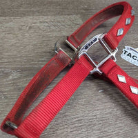 Stiff Thick Nylon Halter, Bling *gc, v.dirty, stains, edge rubs & frays, frayed holes
