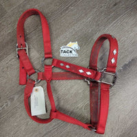 Stiff Thick Nylon Halter, Bling *gc, v.dirty, stains, edge rubs & frays, frayed holes
