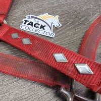 Stiff Thick Nylon Halter, Bling *gc, v.dirty, stains, edge rubs & frays, frayed holes
