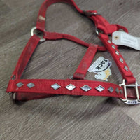 Stiff Thick Nylon Halter, Bling *gc, v.dirty, stains, edge rubs & frays, frayed holes
