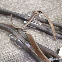 1/2" Wide Heavy Weighted Ends Leather Split Reins, Loops, Snaps, Laces *gc, film, dirty, scrapes

