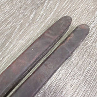 1/2" Wide Heavy Weighted Ends Leather Split Reins, Loops, Snaps, Laces *gc, film, dirty, scrapes
