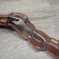 1.5" Wide Floral Tooled Leather Breastcollar, snap *xc/like new, clean, v.mnr stains, rubs & creases
