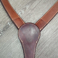 1.5" Wide Floral Tooled Leather Breastcollar, snap *xc/like new, clean, v.mnr stains, rubs & creases
