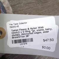 Fleece & Nylon Web Cinch,2 x D Ring *gc, stains, hairy, clumpy, thin/curled edges, older
