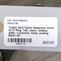 Soft Nylon Neoprene Cinch, 2x D Ring *fair, clean, residue, older, v.cracked, holes, peeling

