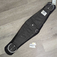 Wide Nylon Web & Neoprene Liner Roper Cinch, 2x D Rings *vgc/gc, clean, stains, discolored, hairy velcro, older, puckers, creases
