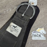 Wide Nylon Web & Neoprene Liner Roper Cinch, 2x D Rings *vgc/gc, clean, stains, discolored, hairy velcro, older, puckers, creases
