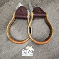 Rawhide Wrapped OxBow Stirrups *vgc/xc, clean, mnr stains, scuffs & scrapes
