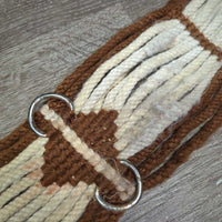 15 Wool String Cinch, 2x D Rings *gc/fair, frayed, rubs, stains, hair, mnr dirt, rust
