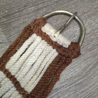 15 Wool String Cinch, 2x D Rings *gc/fair, frayed, rubs, stains, hair, mnr dirt, rust
