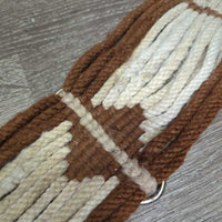 15 Wool String Cinch, 2x D Rings *gc/fair, frayed, rubs, stains, hair, mnr dirt, rust
