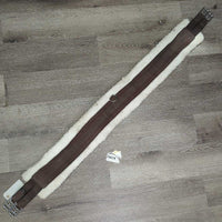 Cotton Web Fleece Lined Girth, 2 els, D Ring *gc, mnr dirt, clumps, hairy & curled edges, older
