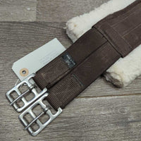 Cotton Web Fleece Lined Girth, 2 els, D Ring *gc, mnr dirt, clumps, hairy & curled edges, older
