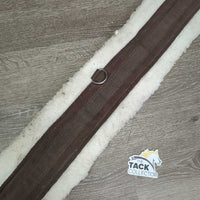 Cotton Web Fleece Lined Girth, 2 els, D Ring *gc, mnr dirt, clumps, hairy & curled edges, older

