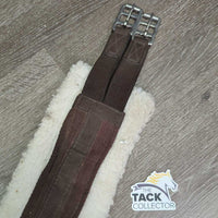 Cotton Web Fleece Lined Girth, 2 els, D Ring *gc, mnr dirt, clumps, hairy & curled edges, older
