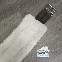 Cotton Web Fleece Lined Girth, 2 els, D Ring *gc, mnr dirt, clumps, hairy & curled edges, older
