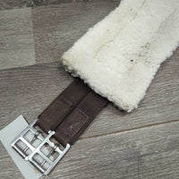 Cotton Web Fleece Lined Girth, 2 els, D Ring *gc, mnr dirt, clumps, hairy & curled edges, older
