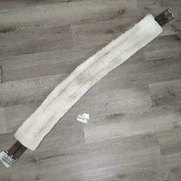 Cotton Web Fleece Lined Girth, 2 els, D Ring *gc, mnr dirt, clumps, hairy & curled edges, older
