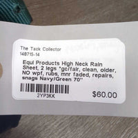 High Neck Rain Sheet, 2 legs *gc/fair, clean, older, NO wpf, rubs, mnr faded, repairs, snags
