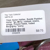 Thick Nylon Hallter, Suede Padded Halter *gc, dirty, rubbed, stains, snags, frayed holes, faded
