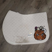 Quilt Jumper Profile Saddle Pad, satin tiger applique *gc, clean, dingy, mnr stains, pilly
