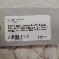 Quilt Jumper Profile Saddle Pad, satin tiger applique *gc, clean, dingy, mnr stains, pilly
