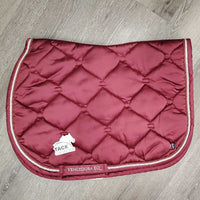 Satin Quilt Jumper Saddle Pad, 2x piping *vgc, clean, bubbled, puckered/shrunk, rubs, pills
