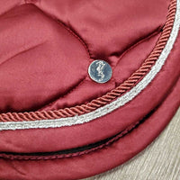 Satin Quilt Jumper Saddle Pad, 2x piping *vgc, clean, bubbled, puckered/shrunk, rubs, pills
