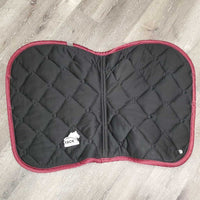 Satin Quilt Jumper Saddle Pad, 2x piping *vgc, clean, bubbled, puckered/shrunk, rubs, pills
