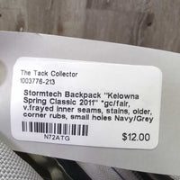 Backpack "Kelowna Spring Classic 2011" *gc/fair, v.frayed inner seams, stains, older, corner rubs, small holes
