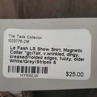 LS Show Shirt, Magnetic Collar *gc/fair, v.wrinkled, dingy, creased/folded edges, fuzzy, older
