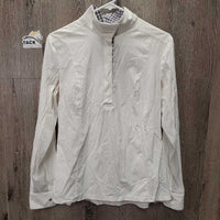 LS Sun Show Shirt, 1/2 Snap Up, snap Collar, mesh sleeves *gc, v.wrinkled, puckers, crinkles
