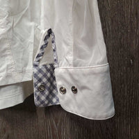 LS Sun Show Shirt, 1/2 Snap Up, snap Collar, mesh sleeves *gc, v.wrinkled, puckers, crinkles
