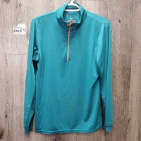 LS Sun Shirt, 1/2 Zip Up, Mesh Sleeves *gc, stain, fuzzy, mnr broken mesh els, older
