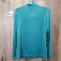 LS Sun Shirt, 1/2 Zip Up, Mesh Sleeves *gc, stain, fuzzy, mnr broken mesh els, older
