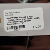 Med Winter Blanket, 2 legs *vgc/gc, clean, wpf, faded, snags, rubs, unstitched, scrapes
